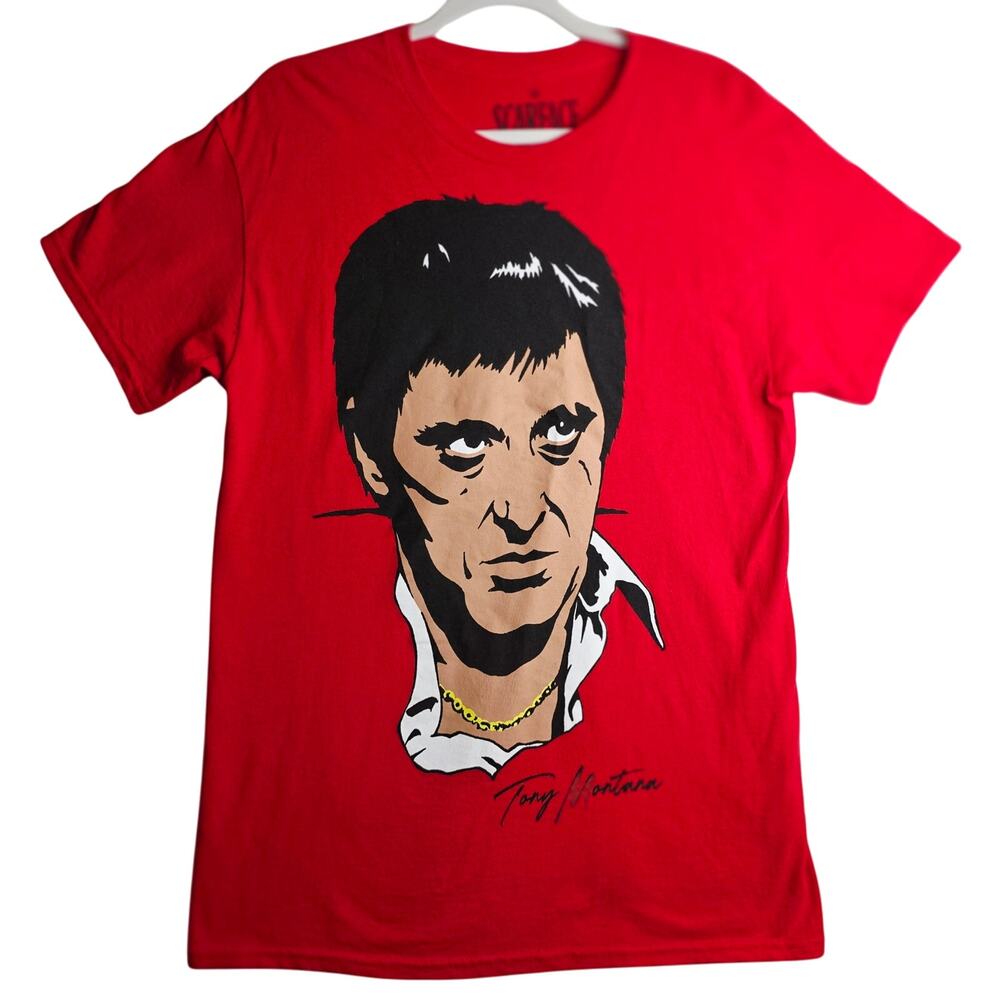 Scarface SzM Official Double Sided Graphic Red T shirt. Rare Unique Gangster Mob